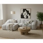 Canap� d?angle lorelia 4 places avec tissu velours doux au toucher gris clair - 305 cm