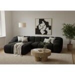 Canap� d?angle lorelia 4 places avec tissu velours doux au toucher noir - 305 cm