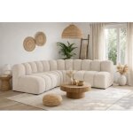 Canap� d?angle modulable arrondi grania beige - 4 places - 201 cm