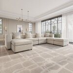 Canap� d?angle panoramique 7 places en tissu modulable avec m�ridienne et pouf grand sofa scandinave ...