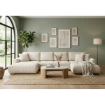 Canap� d?angle panoramique convertible binigia u xl 6 places beige ? tissu pop effet 3d - 380 cm