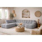 Canap� d?angle panoramique lizia gris - 6 � 7 places - 330 cm