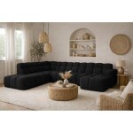 Canap� d?angle panoramique lizia noir - 6 � 7 places - 330 cm