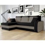 Valos - canap� dangle r�versible - 4 places - convertible avec coffre - en velours - noir / gris