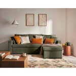 Cyrus - canap dangle rversible 4 places - convertible avec coffre - en velours ctel - vert