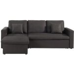 Canap� dangle r�versible convertible 3 places aspen - tissu noir - confort ferme - coffre de rangement ...