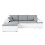 Canap dangle rversible convertible 3 places + coffre - simili blanc et tissu gris - celina - l 274 ...