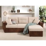 Astoria - canap dangle rversible - convertible avec coffre - velours et microfibre - 4 places - marron ...
