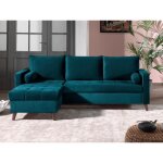 Polar - canap dangle rversible convertible - en velours au design scandinave - 4 places - bleu canard ...