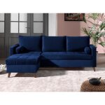 Polar - canap dangle rversible convertible - en velours au design scandinave - 4 places - bleu nuit ...