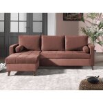 Polar - canap dangle rversible convertible - en velours au design scandinave - 4 places - rose