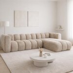 Canap� d?angle r�versible gravity 4 � 5 places ? tissu textur� taupe - 290 cm