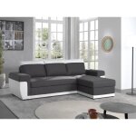 Milan - canap dangle rversible - 4 places - convertible avec coffre - en simili et tissu - blanc / ...