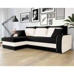 Valos - canapé dangle réversible - 4 places - convertible avec coffre - en velours - noir / blanc Valos - canapé dangle réversible - 4 places - convertible avec coffre - en velours - noir / blanc