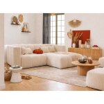 Canap� d?angle rinia 4 places en velours c�tel� beige - 228 cm