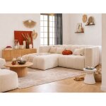 Canap� d?angle rinia 4 places en velours c�tel� beige - 228 cm