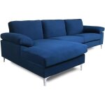 Galway - canap� dangle gauche 4 / 5 places velours bleu