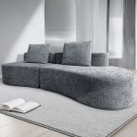 Canap� arc de 250cm 4 / 5places gris claire assise extra profonde de 95cm rev�tement en lin de qualit� ...