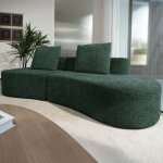 Canap� arc de 250cm 4 / 5places vert assise extra profonde de 95cm rev�tement en lin de qualit� sup�rieure ...