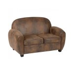 Canap� banquette 2 places aspect cuir vieilli marron - longueur 133 x profondeur 805 x hauteur 79 cm