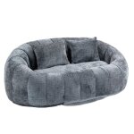 Canap� bean bag lazy sofa comfort durable chenille gris 145x95x63 cm