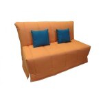 Canap bz convertible flo orange 160 * 200cm matelas confort bultex inclus