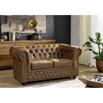 Canap� chesterfield (2 places) - style colonial britannique (brun caf�) - oxford