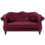 Canap� chesterfield 2 places en velours rouge skien