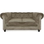 Chesterfield canap� 2 places - velours taupe - 2 places chesterfield