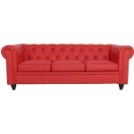 Canap� chesterfield 3 places - pu rouge - 3 places chesterfield