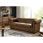 Canap� chesterfield (3 places) - style colonial britannique(brun caf�) - oxford