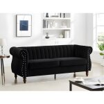 Canapé chesterfield 3 places en velours noir trumbo Canapé chesterfield 3 places en velours noir trumbo