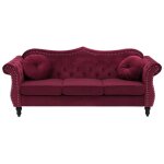 Canap� chesterfield 3 places en velours rouge skien
