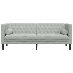 Canap� chesterfield 3 places - wiens - velours - gris clair - 194x74. 5x70. 5 cm - style scandinave moderne ...