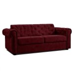 Canap chesterfield convertible express 140cm matelas 16cm polyurethane bordeaux