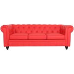 Canap chesterfield rouge - menzzo - 3 places - classique - intemporel - cuir