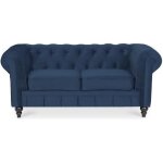 Canapé chesterfield velours 2 places altesse bleu foncé Canapé chesterfield velours 2 places altesse bleu foncé