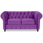 Canapé chesterfield velours 2 places altesse violet Canapé chesterfield velours 2 places altesse violet