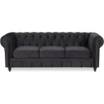 Canape chesterfield velours 3 places altesse noir Canape chesterfield velours 3 places altesse noir