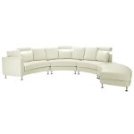 Canap circulaire modulable en cuir vrai et pu beige crme rotunde