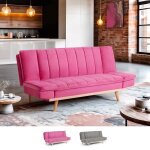 Canap� clic - clac 2 places avec dossier inclinable tissu velours skata - rose