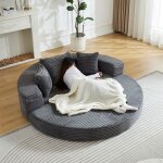 Canap� convertible 2 - en - 1 cord ? demi - rond ou lit rond poches accoudoirs mousse pure id�al petit ...