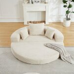 Canap� convertible 2 - en - 1 cord ? demi - rond sofa ou lit rond avec poches accoudoirs mousse pure ...
