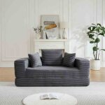 Canap� convertible 2 - en - 1 velours c�tel� - demi - cercle / lit rond poches de rangement confort & ...