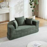 Canap� convertible 2 - en - 1 velours c�tel� - demi - cercle / lit rond poches de rangement confort & ...