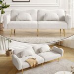 Canap� convertible 2 places avec 3 positions (105� / 135� / 180�) tissu m�lange laine pieds m�tal 175x79�82 ...