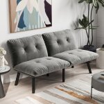 Canap� convertible 2 places gris - transformation en lit dappoint - structure pliante pratique