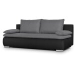 Canap� convertible - 3 places - alan - tissu gris clair / anthracite - coffre - 203 x 89 x 99 cm