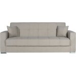 Canap convertible 3 places - alba - tissu beige - 2 coussins - coffre de rangement - 226 x 85 x 92 cm ...