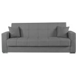 Canap convertible 3 places - alba - tissu gris fonc - 2 coussins - coffre de rangement - 226 x 85 x ...